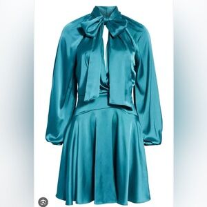 MELLODAY Teal Satin Dress